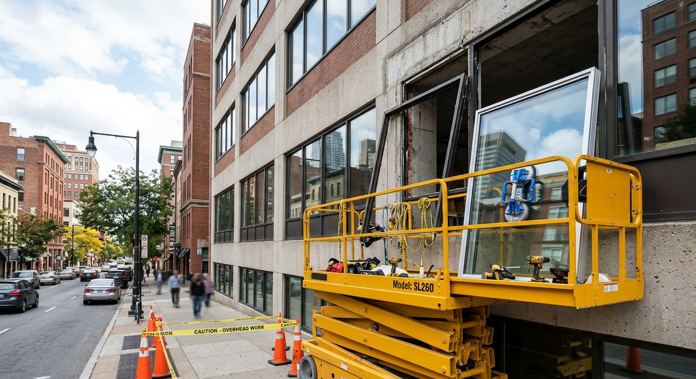 Commercial window replacement project in Lawrence, MA
