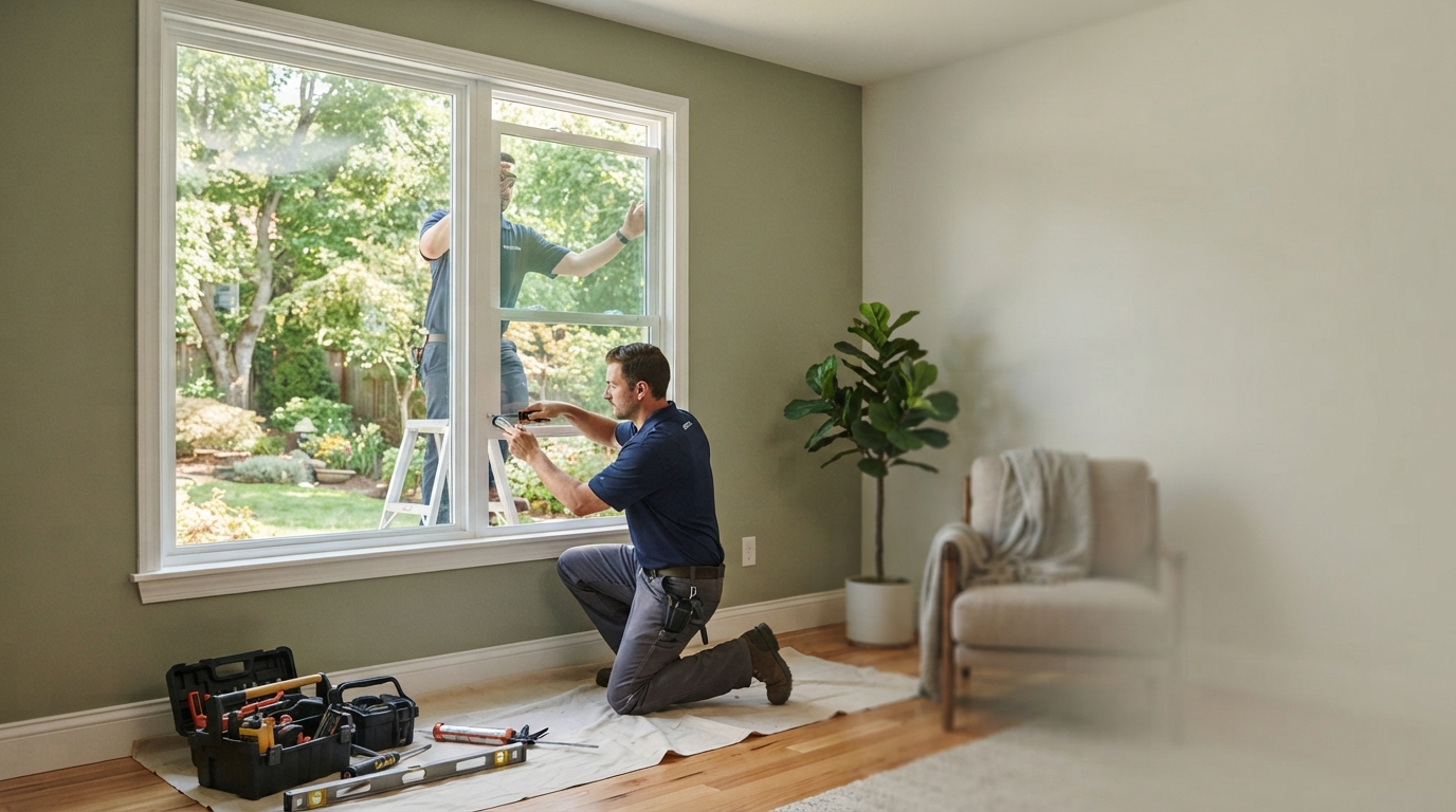 Residential window glass being evaluated for replacement